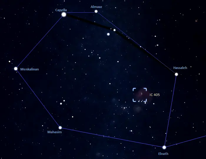 where is the flaming star nebula,how to find the flaming star nebula