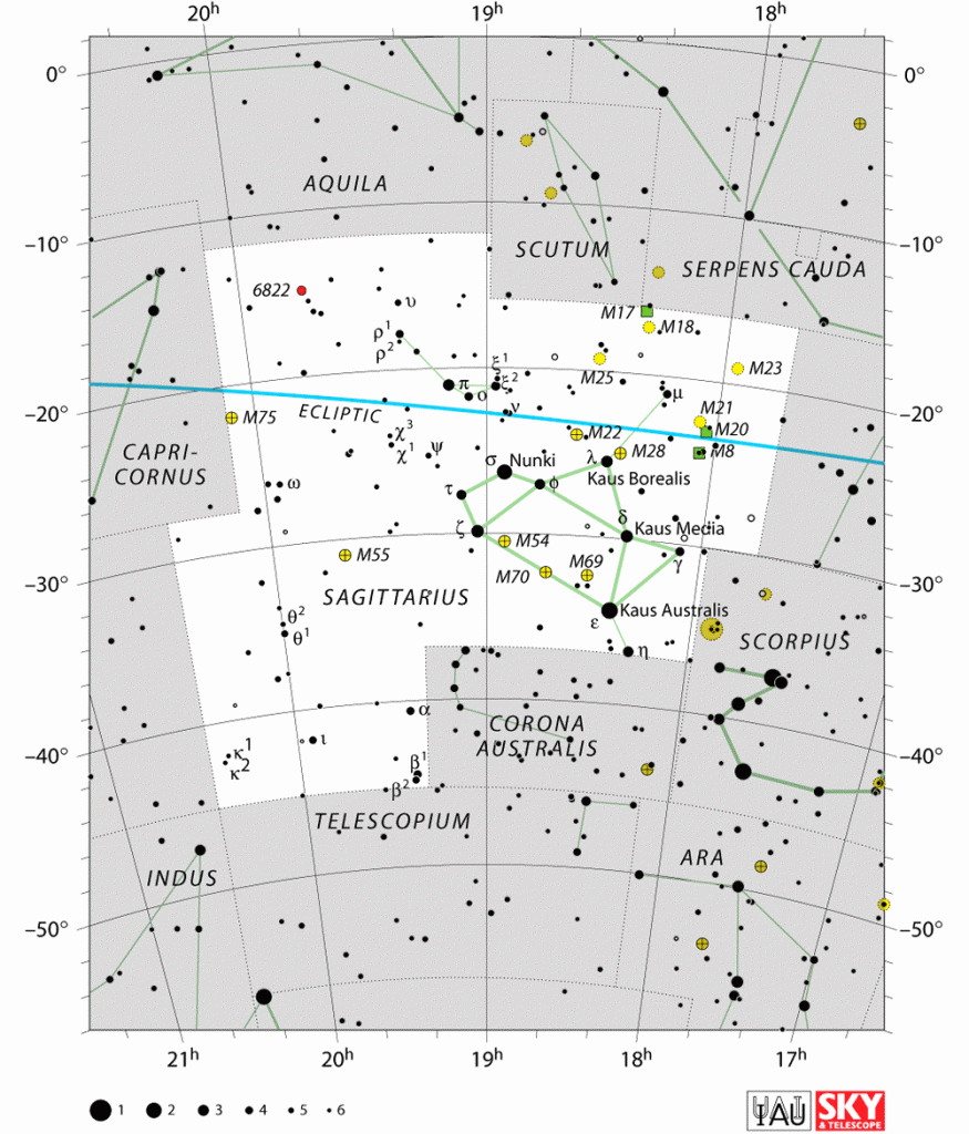 sagittarius constellation,star map,sagittarius star chart
