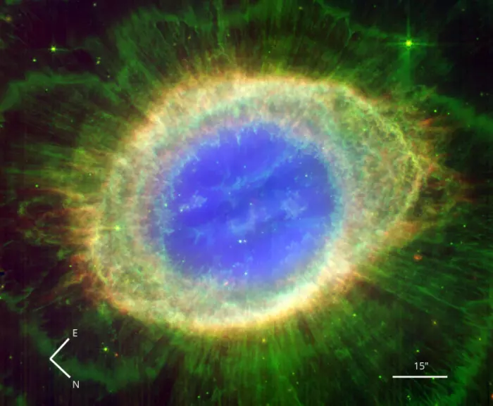 ring nebula miri,ring nebula mid-infrared,ring nebula james webb space telescope