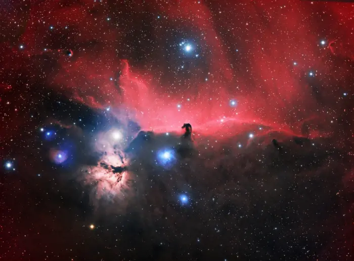 horsehead and flame nebulae in orion constellation