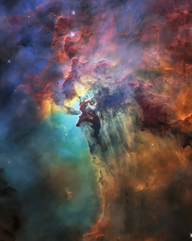lagoon nebula core,messier 8 central region,lagoon nebula hubble space telescope