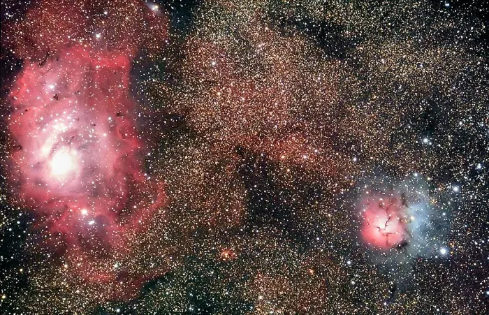 lagoon nebula and trifid nebula