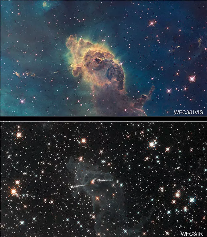 carina nebula visible light,carina nebula infrared light