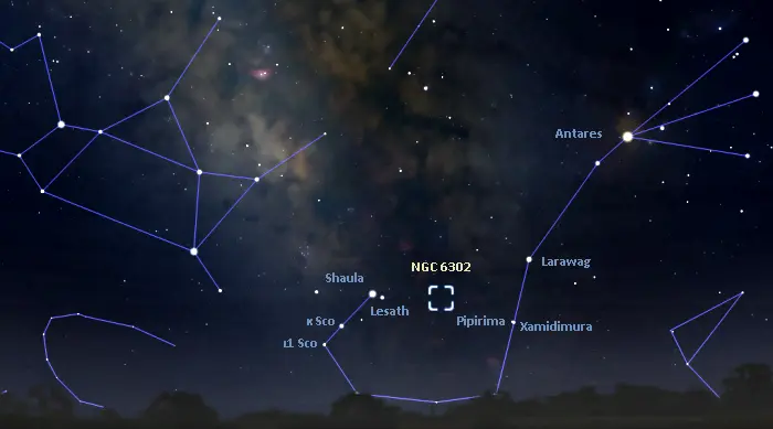 ngc 6302 location,how to find the butterfly nebula,butterfly nebula in scorpius