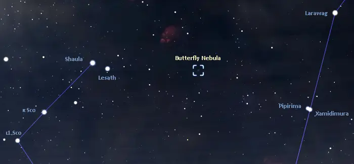 butterfly nebula location,where is the butterfly nebula in the sky