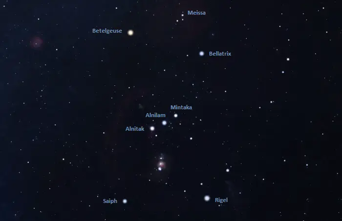constellation orion,brightest stars in orion