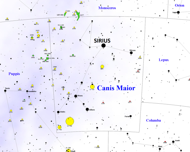 sirius location,alpha canis majoris,dog star,sirius map