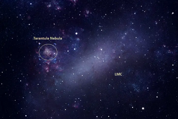 how to find the tarantula nebula,30 doradus location,where is the tarantula nebula in the sky