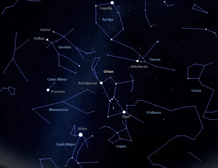 constellations around orion's belt