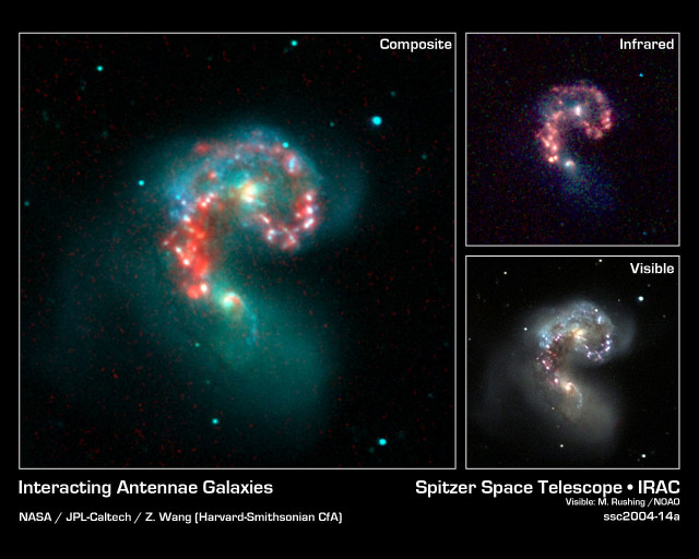 Antennae Galaxies infrared,antennae galaxies visible light