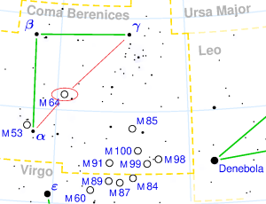 messier 64 location,find black eye galaxy