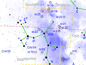 find omega nebula,messier 17 location,find swan nebula
