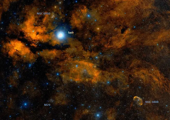 deep sky objects near sadr,gamma cygni region