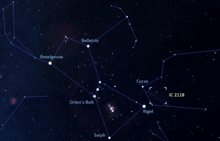 ic 2118 location,how to find he witch head nebula,where is the witch head nebula in the sky