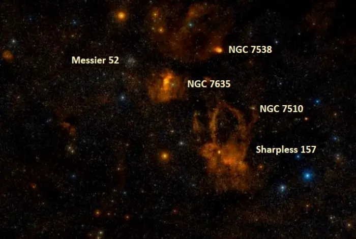 Bubble Nebula,Messier 52,NGC 7538,Sh2-157,NGC 7510