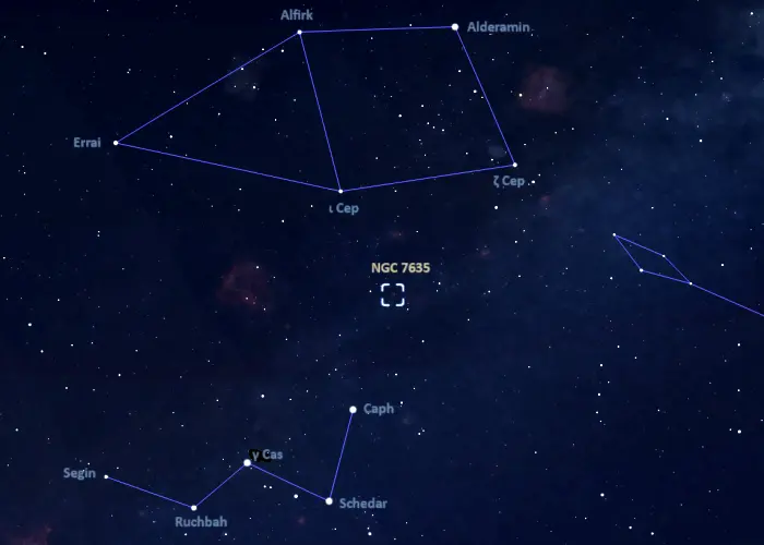 how to find the bubble nebula,caldwell 11 location,where is the bubble nebula in the sky