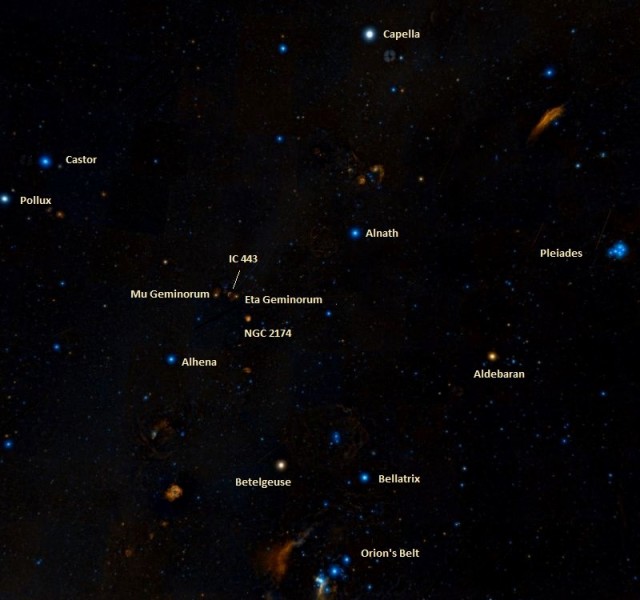 ic 443 location,find jellyfish nebula,where is jellyfish nebula in the sky
