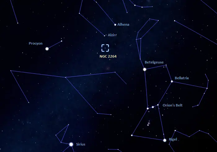 how to find the christmas tree cluster,where is the christmas tree cluster in the sky