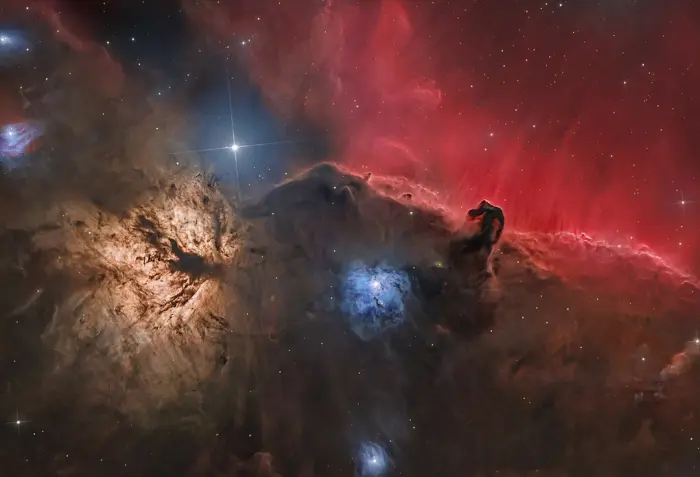 flame nebula and horsehead nebula