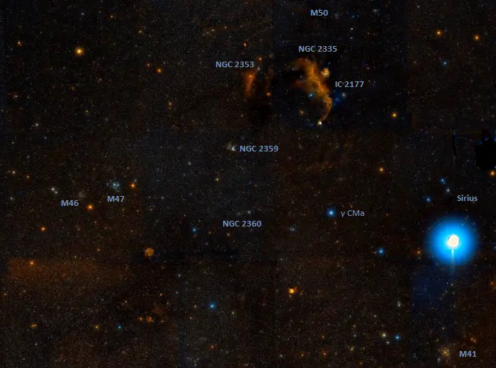deep sky objects near sirius