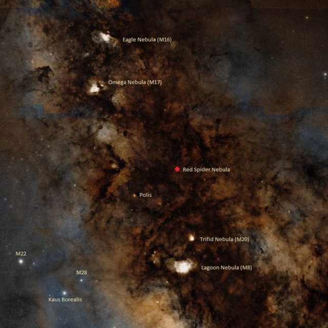 find red spider nebula,where is ngc 6537