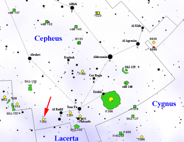 find wizard nebula,where is the wizard nebula,ngc 7380 location