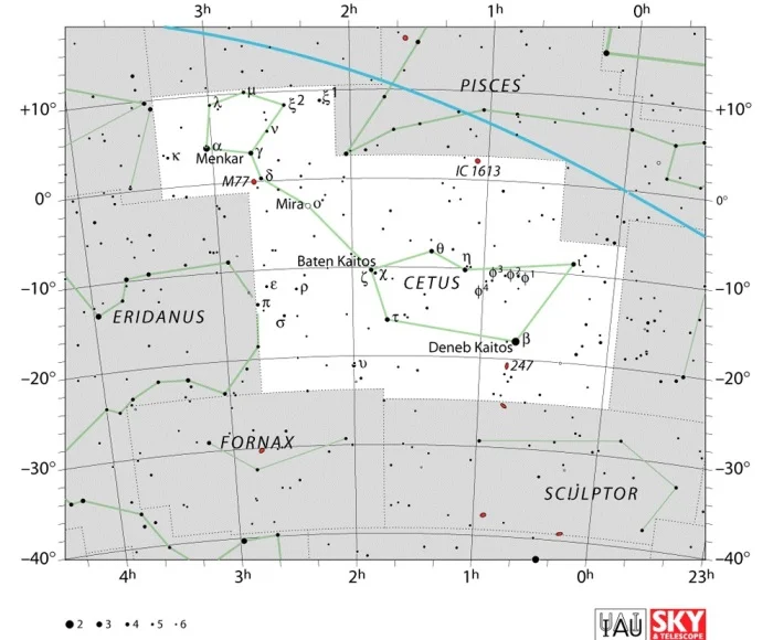Cetus constellation,cetus star map,cetus star chart