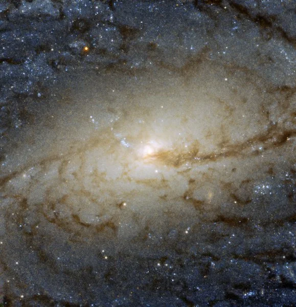 barred spiral galaxy in crater