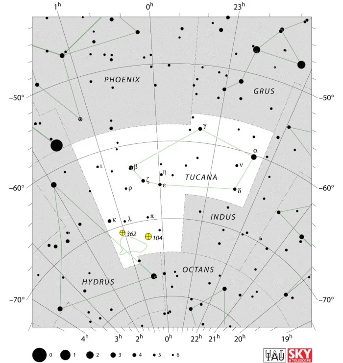 Tucana constellation,tucana stars,tucana star map,tucana location