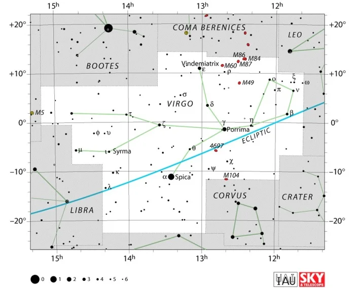 Virgo constellation,virgo stars,virgo location,virgo star map