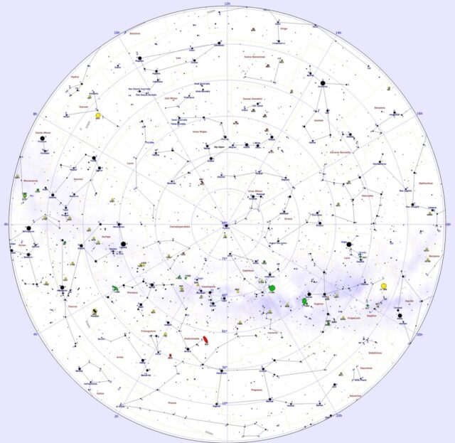 northern sky,northern constellations map,northern hemisphere sky map