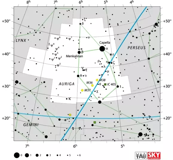 Auriga constellation,charioteer constellation,auriga stars,auriga location