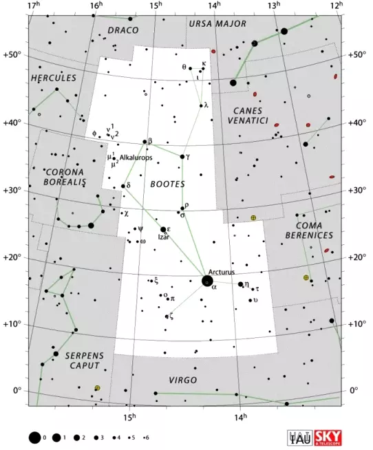 Boötes constellation,herdsman constellation,bootes stars,bootes location