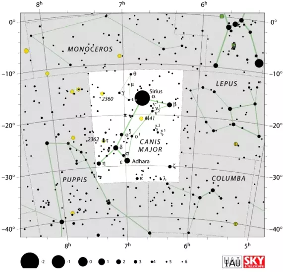 canis major constellation,greater dog constellation,canis major stars,canis major location