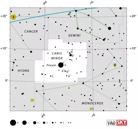 Canis Minor,smaller dog constellation,canis minor stars,canis minor location