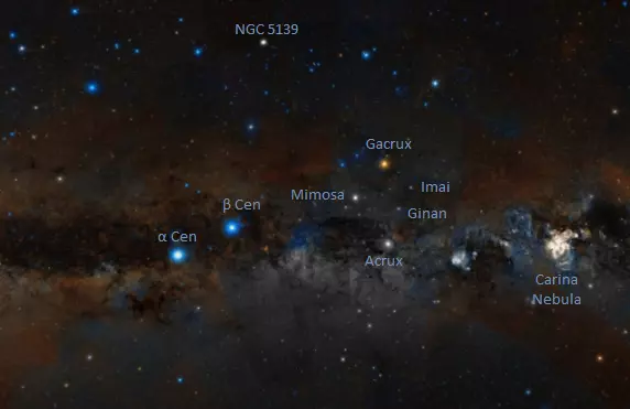 alpha centauri location,southern cross location