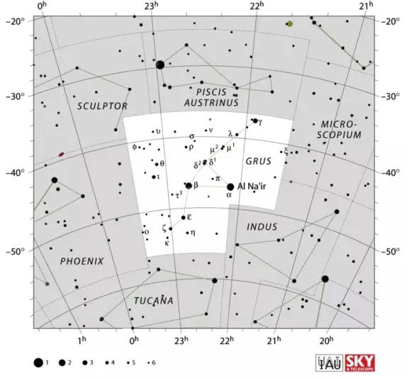 Grus constellation,crane constellation,grus stars,grus location