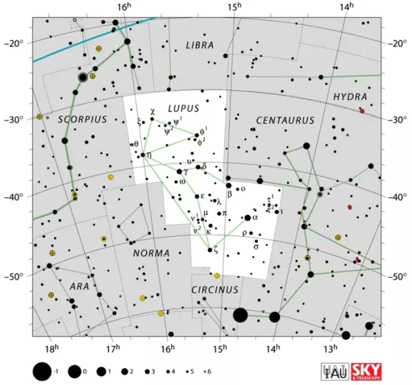 Lupus constellation,wolf constellation,lupus stars,lupus location