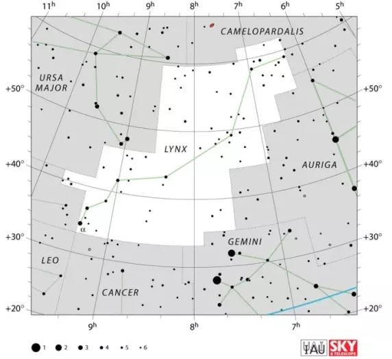 Lynx constellation,lynx stars,lynx location,lynx star map