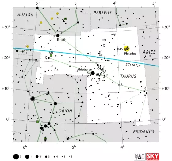 Taurus constellation,bull constellation,taurus stars,taurus location,taurus star map