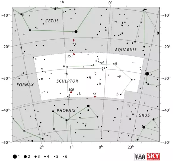 Sculptor constellation,sculptor location,sculptor stars