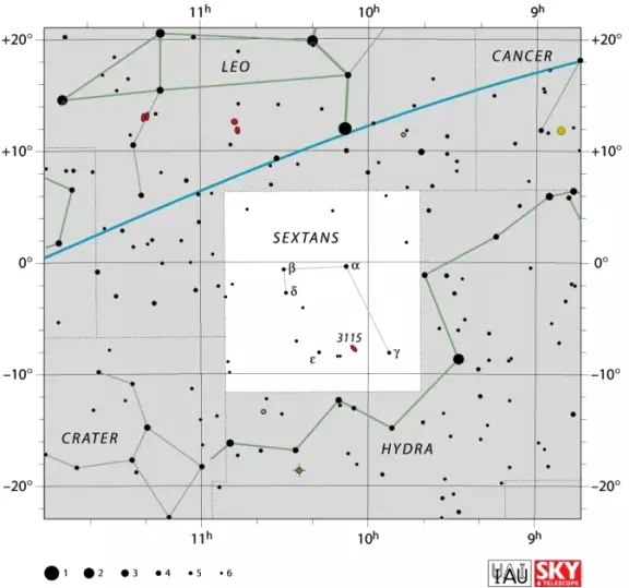 Sextans constellation,sextans stars,sextans location