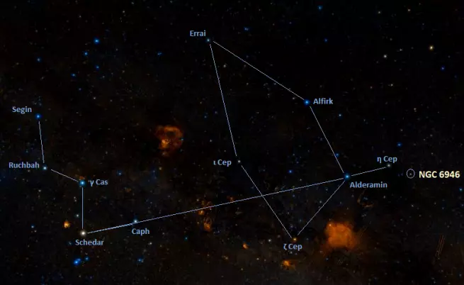 how to find the fireworks galaxy,where is the fireworks galaxy,ngc 6946 location