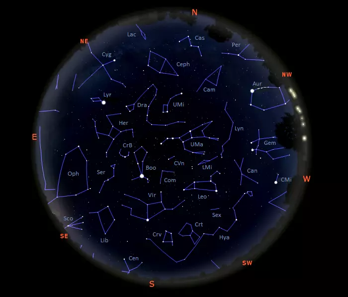 constellations in the sky tonight,constellations visible tonight,sky map northern latitudes