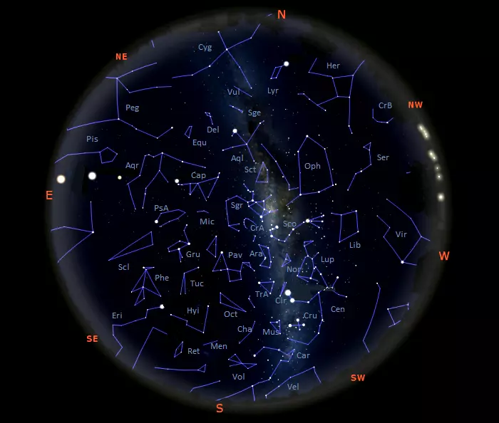 tonight's sky chart southern hemisphere