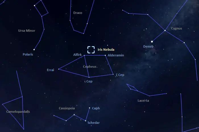 how to find the iris nebula,where is the iris nebula in the sky