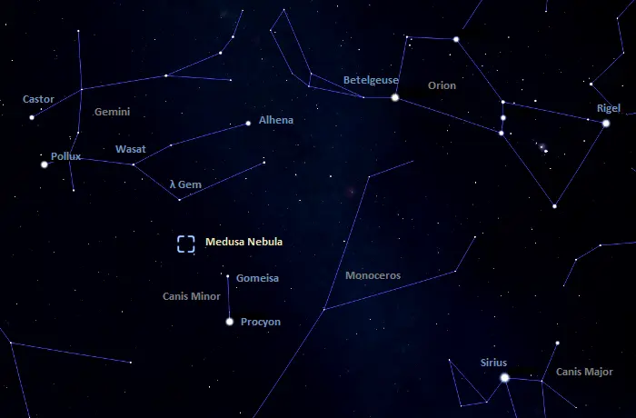 how to find the medusa nebula,where is the medusa nebula in the sky