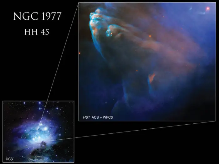 hh 45 in running man nebula