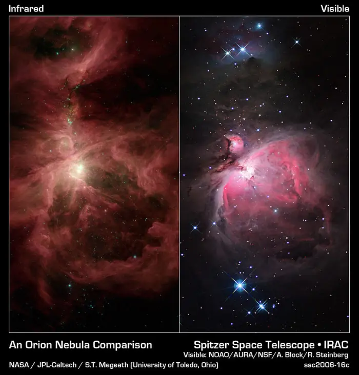 orion nebula and running man nebula infrared