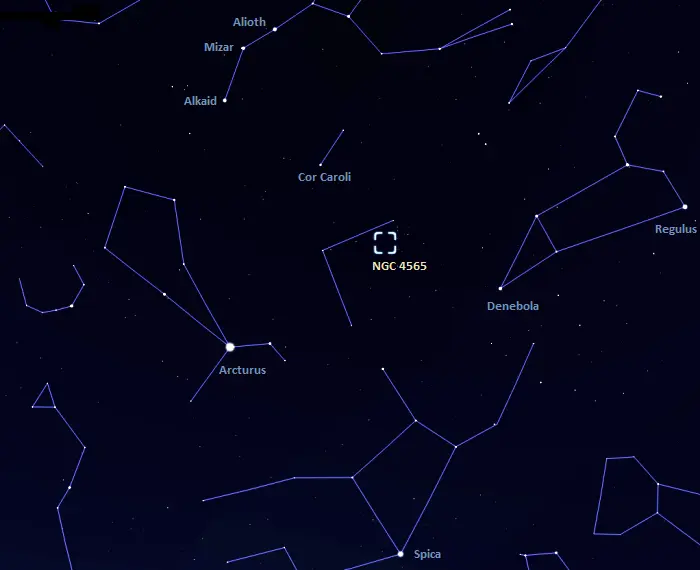 how to find ngc 4565,where is the needle galaxy in the sky